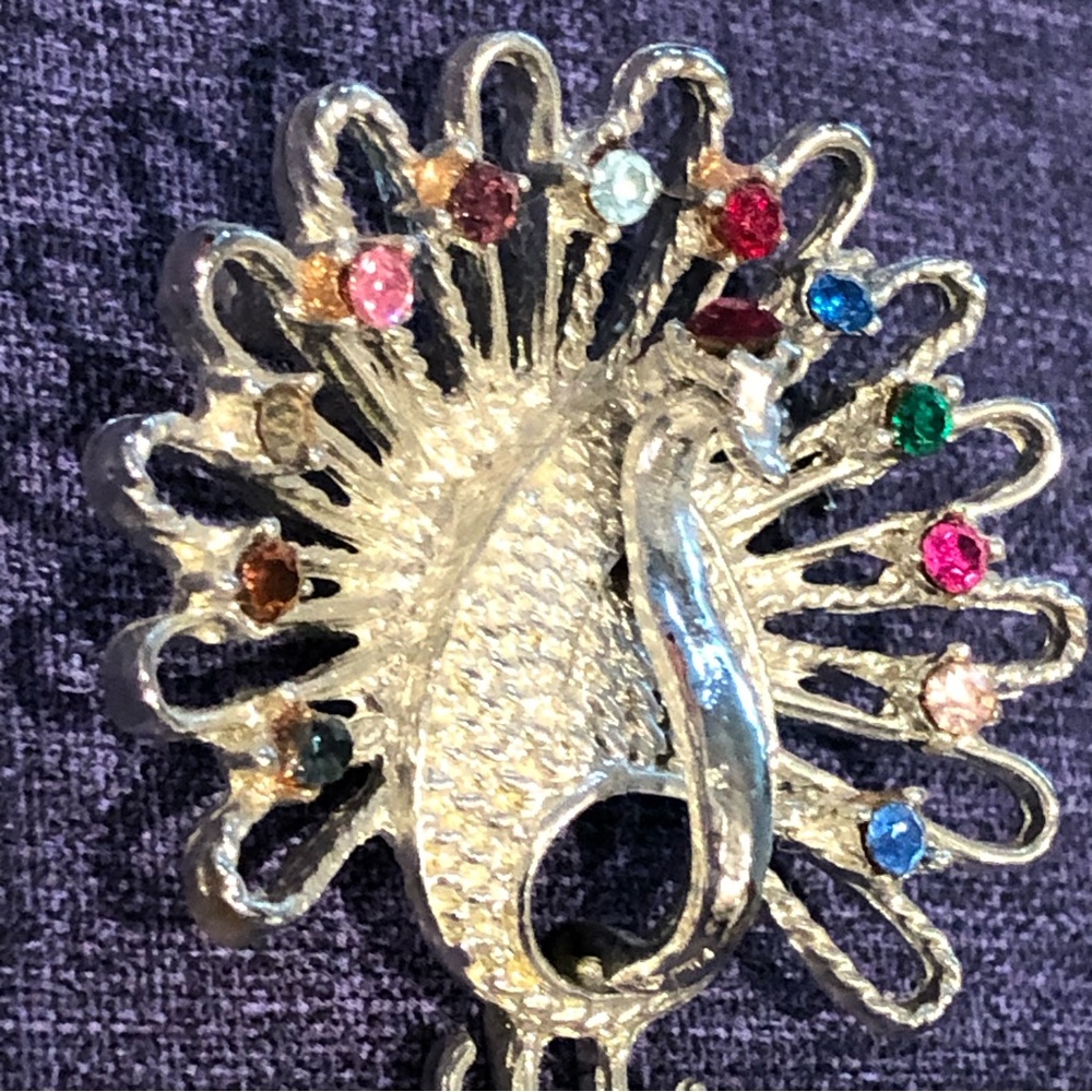 Beautiful Bejeweled Peacock Brooch